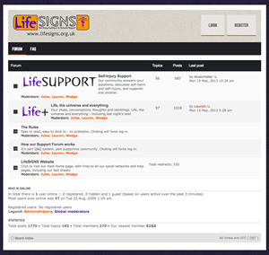 LifeSIGNS and our support forum